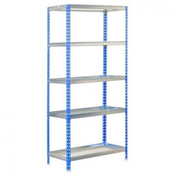 Estantería Simonrack sin tornillos de jardín 5 estantes Azul/Galvanizado 1800x900x400 mm, capacidad de 180 kg de punto flexión, ideal para plantas y huertos verticales