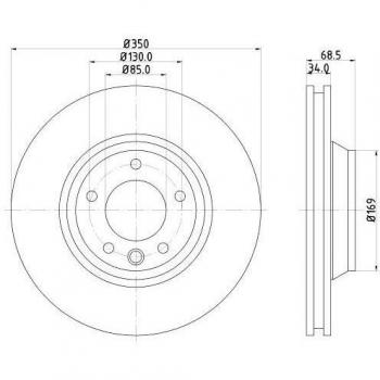 Disco de frenos delantero derecho HELLA PAGID 8DD 355 128-071 para VOLKSWAGEN Touareg, AUDI Q7 y PORSCHE Cayenne