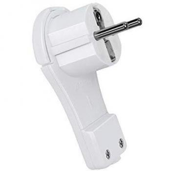 ExtraStar Enchufe en ángulo plano con protección de contacto, con mango plegable y protección contra torceduras, 250 V/16 A