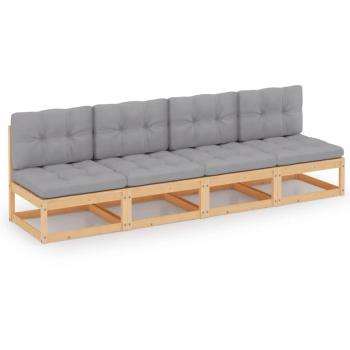 4-Seater Garden Sofa with Cushions Solid Pine Wood