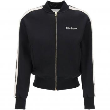 Palm Angels Zip-through Sweatshirt with Logo - Black - Size: M - Female