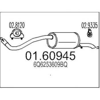 Silenciador trasero MTS 01.60945 para VW, SKODA y SEAT