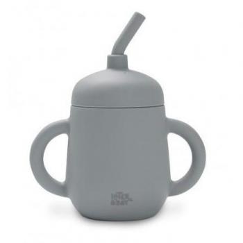 Vaso Antigoteo con Pajita de Silicona Interbaby Gris