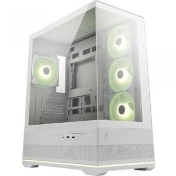MSI MAG PANO 110R PZ WHITE - Carcasa Midi Tower Gaming ATX, Ventana de Vidrio Templado, RGB ARGB, 2 USB y 1 Tipo-C
