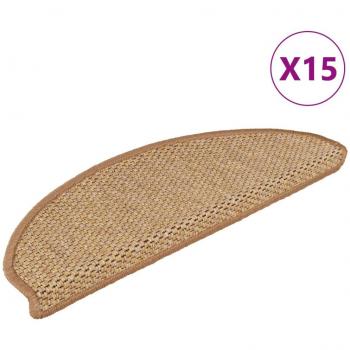Alfombrilla Autoadhesiva de Escalera Sisal 15 uds Protector Color Antracita, Arena, Azul y Naranja - 65x21x4cm