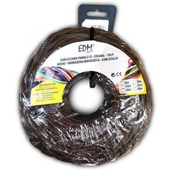 eDM 11910 Cable Paralelo Textil Trenzado, Marrón, 2 x 1.5 mm
