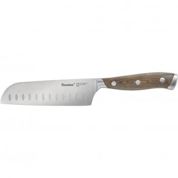 Cuchillo Santoku HERITAGE de Metaltex con mango de madera y hoja enteriza de 12.5 cm