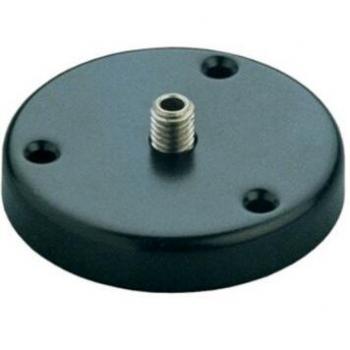 K&M 221D Black Table Flange - Microphone Stand Accessory with 3/8 Thread Connection