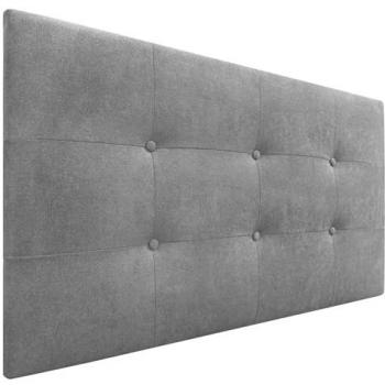 Cabecero Acolchado Capitone Tapizado en Tela Acualine y Polipiel - Grosor 8cm - Color Gris - 105x60cm para Camas Individuales y Matrimonio