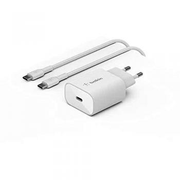 Belkin WCA004VF1MWH-B6 Cargador de Pared USB-C PD 3.0 PPS de 25W con Cable USB-C