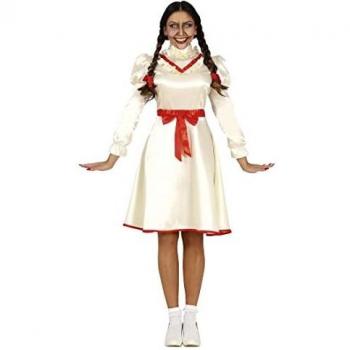 FIESTAS GUIRCA Disfraz de Muñeca Malvada - Vestido Blanco con Lazos Rojos para Mujer Adulta Talla L