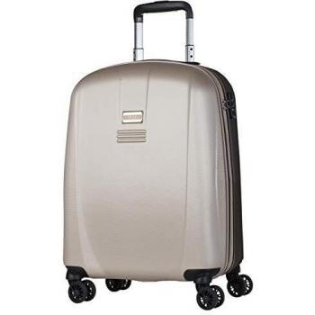 JASLEN - Maleta Cabina Avion Pequeña con Ruedas Rígida Hombre Mujer. 4 Ruedas Trolley. Equipaje de Mano. Candado de Seguridad TSA 56550, Color Dorado-Marrón