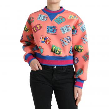 Dolce & Gabbana Salmon Pink Logo Print Sweatshirt Sweater - IT40|S, Multicolor, Female, Size: XS