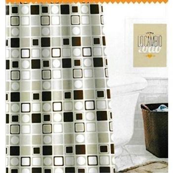 CORTINA DUCHA 140X180CM MOD cuadros marrón CON TRABILLA LISTA PARA COLGAR, HIDRÓFUGA* IMPERMEABLE* LAVABLE* SIN PLÁSTICO* DISEÑO EXCLUSIVO*PACK CALCETINES MARCA TIENDADELEGGINGS