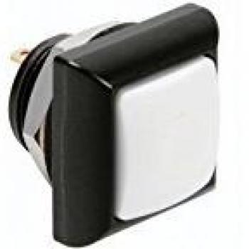 Mini pulsador cuadrado de metal con capuchón blanco - 1P SPST Off-(On)