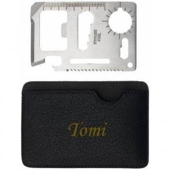 Herramienta multifunción de bolsillo con estuche con nombre grabado: Tomi