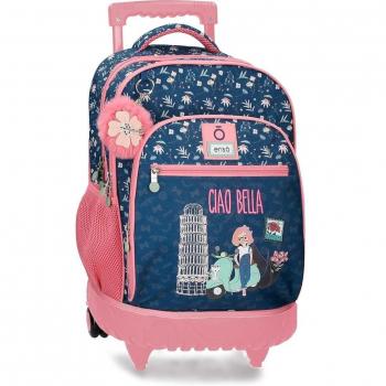 Enso Mochila con Ruedas Ciao Bella Marino, 33x44x21 cm, Poliéster Azul con Bolsillos Laterales