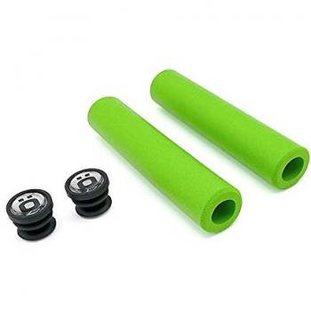 Puños de Silicona MTB Verde TOLSA - 130mm, antideslizantes, pack de 2 mangos y 2 tapones universales para manillar de bicicleta