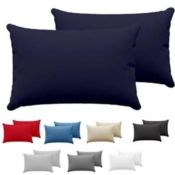 Dreamzie Juego de 2 x Fundas de Almohada 40 x 40 cm Azul Oscuro 100% Algodon Jersey - Funda de Almohada Algodon 40 x 40 cm - Funda Cojin para Cama 40 x 40 cm - Protector de Almohada
