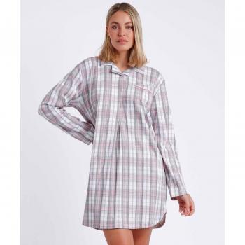 Admas Classic Camisón de Manga Larga Soft Pink Paradise para Mujer en Tejido de Punto Estampado Rosa