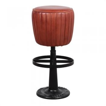 Taburete Alto de Metal y Piel Grant - Estructura de Acero Resistente y Asiento Cómodo de Piel