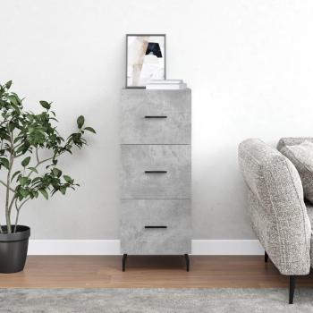 Aparador de madera contrachapada 34,5x34x90 cm en color gris hormigón, mueble de almacenaje para salón, buffet y armario auxiliar
