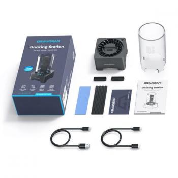 Estación de Acoplamiento GRAUGEAR para SSD M.2 NVMe/NGFF con Heatsink y Ventilador, USB 3.2 Gen 2, 10 Gbps