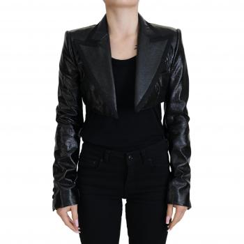 Dolce & Gabbana Black Long Sleeves Crop Blazer Cotton Jacket - IT40|S, Female, Size: XS