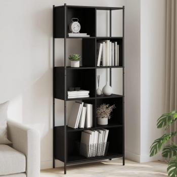 Estantería de madera multicapa negra 72x28x172 cm