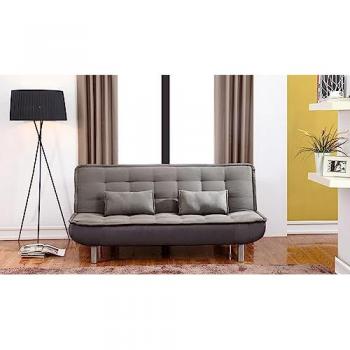 Sofá Cama Otero Moderno de 2 Plazas Color Gris con Respaldo Capitoné y Asiento de Poliéster