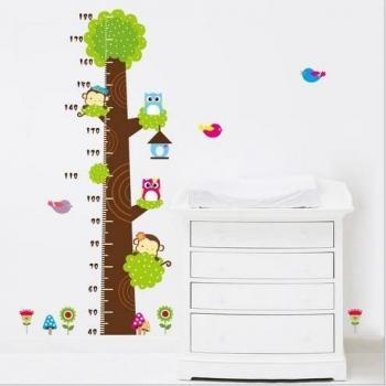 kimberleystore Creative niños altura medida tabla – Adhesivo decorativo para pared con diseño de búho y mono árbol de Decor