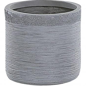 Maceta Redonda de Fibra de Arcilla Gris 26x26x25 cm Resistente a la Intemperie Samos