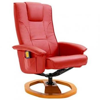 SengentoStyle Massagestoel met voetenbankje kunstleer rood