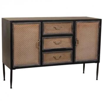 Aparador Moderno de Metal Marrón 120x41x80 cm - Gran Capacidad y Diseño Elegante