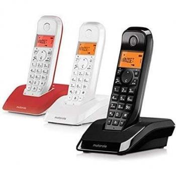 MOTOROLA S1203 Trio Mix Color Teléfono inalámbrico trío | Sencillo y fácil de Usar | con contestador automático y una Gran Pantalla | Teléfono inalámbrico Manos Libres