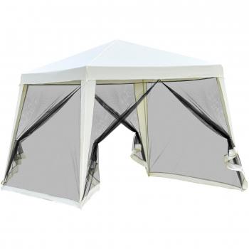 Carpa de Jardín Outsunny con Mosquitera y Cremalleras Beige 245x300x300 cm