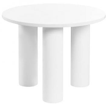 Mesa de centro redonda retro de MDF con chapa de madera blanca Senoia