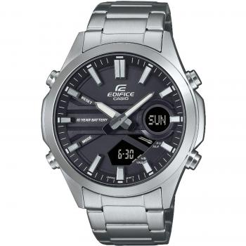 Reloj de pulsera Casio Edifice EFV-C120D-1AEF analógico-digital, correa color gris plata, dial negro, para hombre
