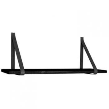 Estante Marea Epikasa, Madera y Cuero, Negro, 20x80x2 cm