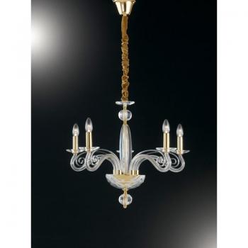 Candelabro de cristal dorado Epoque 5 luces 65x52cm