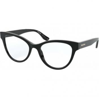 Miu Miu MU01TV 1AB1O1 Women's Square Black Eyeglasses with Blue Light Block, Size 53 (Frame Only)