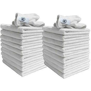 Paños de microfibra - Pack de 20 paños - Grandes 40cm x 40cm - Blanco - Ideal para limpiar coches, barcos, cocinas, baños, espejos, etc. - Calidad contrastada, utilizados por profesionales de limpieza - Suministros de limpieza con descuento cada día