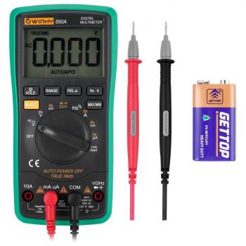 WINHY Multímetro Digital Profesional Rango Automático 1000V, 6000 Counts Medir Corriente DC Amperímetro AC Voltímetro Ohmímetro Continuidad Tester con la Prueba Capacitancia con LCD Retroiluminación