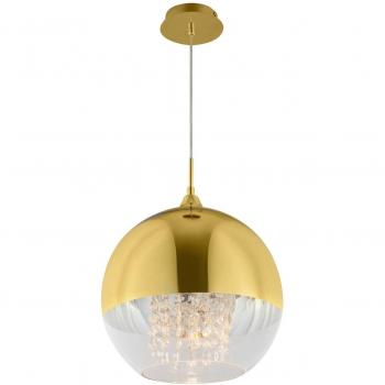 Lámpara colgante moderna Fermi de Maytoni en oro con cortina de cristal