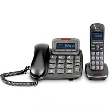 Telefono Komfort Emporia TH-21ABB con Fijo y Cordless, Pantalla Iluminada, Gran Teclado, Contestador Automático y Compatible con Audífonos