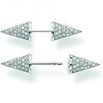 Thomas Sabo Silver Stud Earrings with Zirconia Stones, Gray, Female, Size: ONE SIZE
