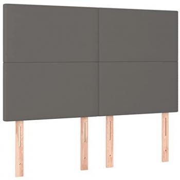 Cabecero con luces LED cuero sintético gris 144x5x118/128 cm