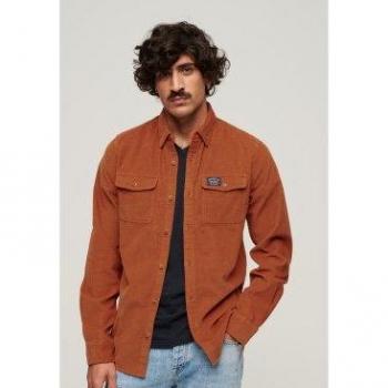 Superdry Men's Trailsman Brown Corduroy Long Sleeve Checked Button-Up Shirt
