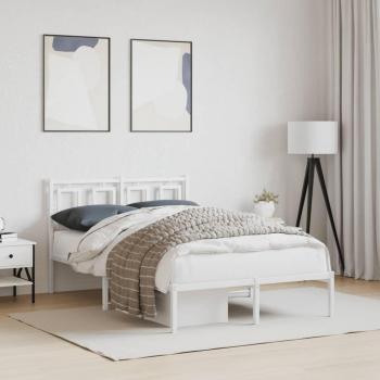 Estructura de cama de metal con cabecero blanca 120x190 cm