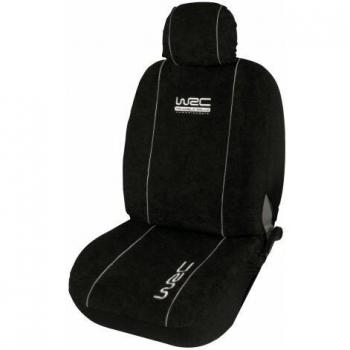 Cubreasiento WRC 007338 - Juego de Fundas Negras para Automóvil, material resistente, diseño universal, fácil instalación, incluye fundas para asientos delanteros y traseros